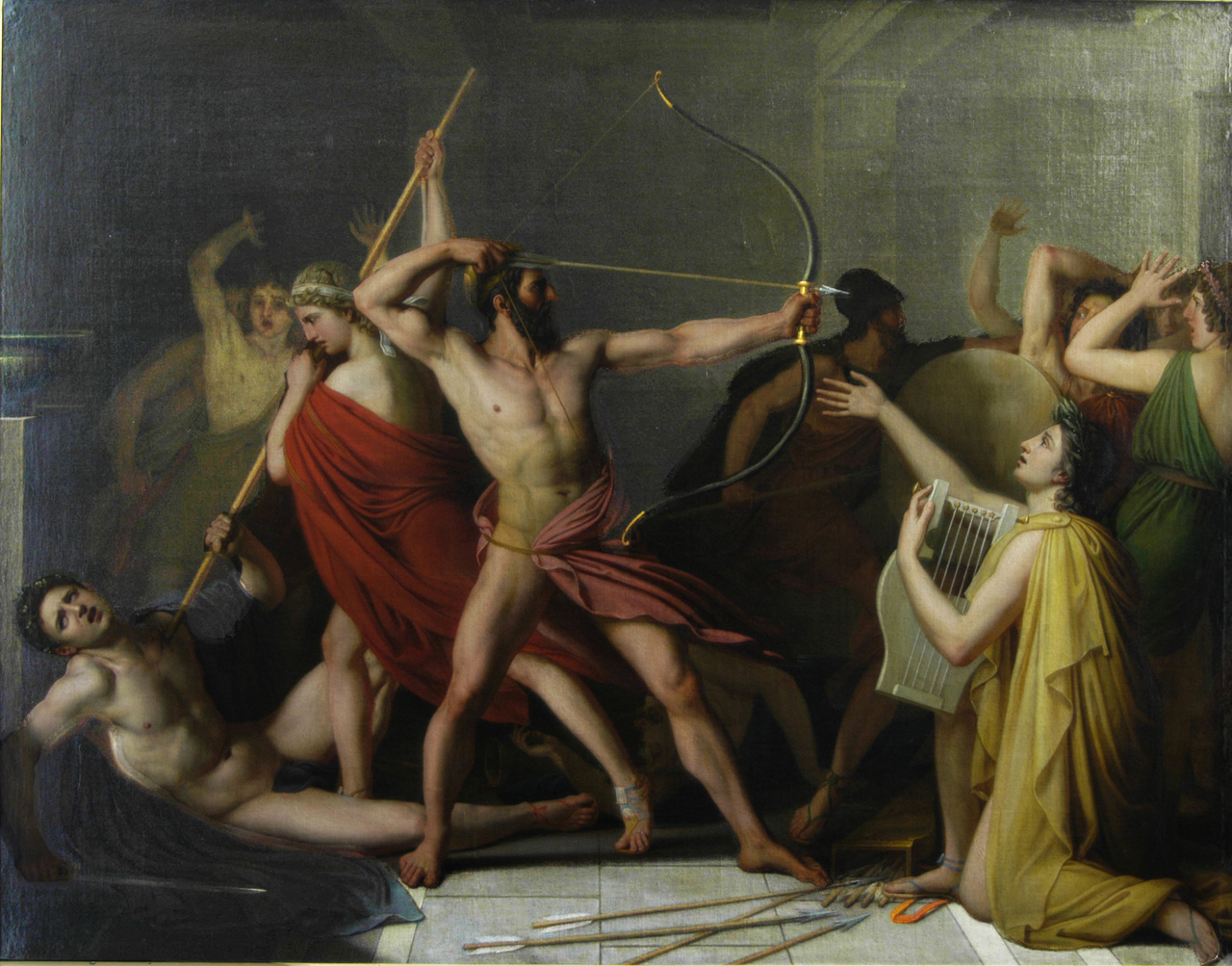Painting of Odysseus and Telemachus kill Penelope's suitors, 1812, by ...
