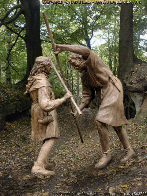 Duel between Robin and Little John in Sherwood Forest