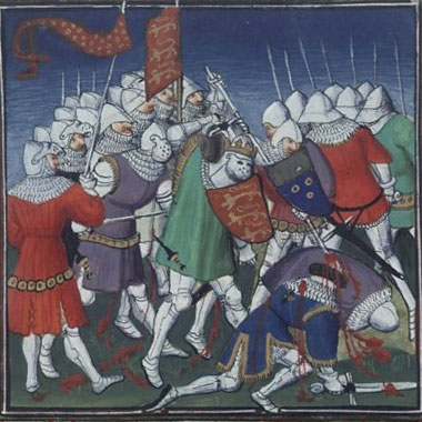 Late medieval picture from the 15th century of the Battle of Tinchebray