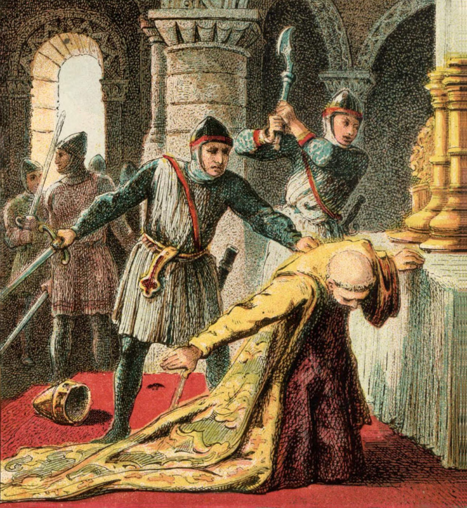 Painting of Murder of Thomas Becket by Joseph Martin Kronheim, 1810-96