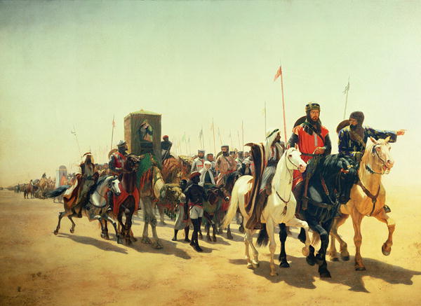 Painting of Richard the Lionheart leading his troops south from Acre towards Jerusalem