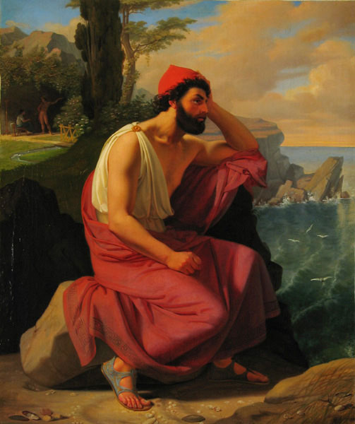 Painting of Odysseus on Calypso's Island, 1830 by Ditlev Blunck (1898-1853)