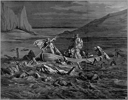 Drawing: Crossing the River Styx by Gustave Dore, 1861