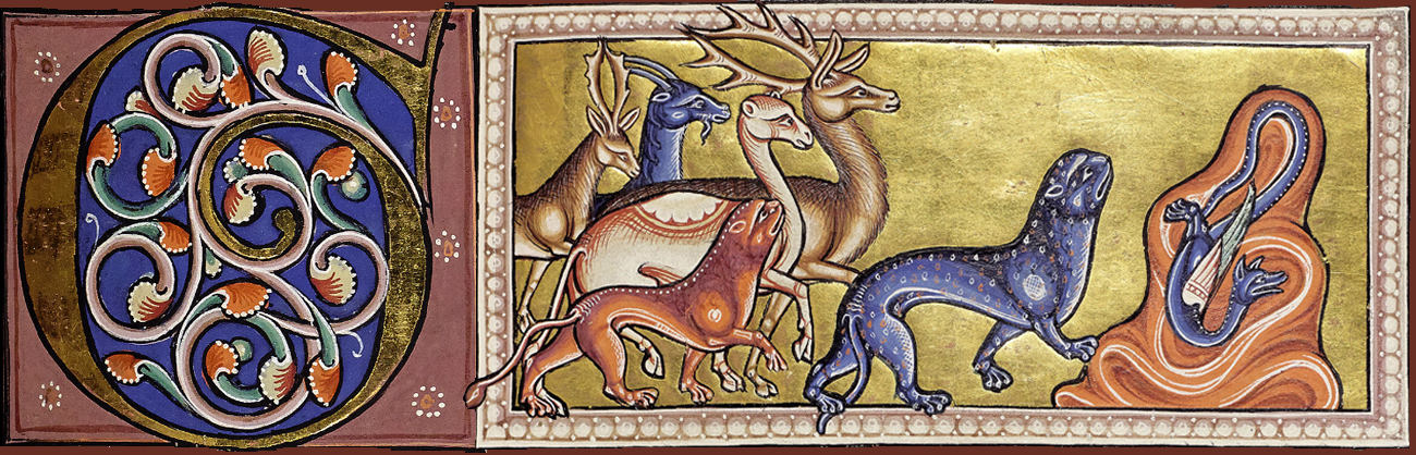 image from Aberdeen Bestiary Illuminated Manuscript, 12th century