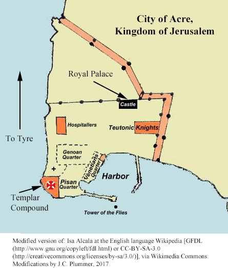 Simplifed diagram of the city of Acre, Kingdom of Jerusalem