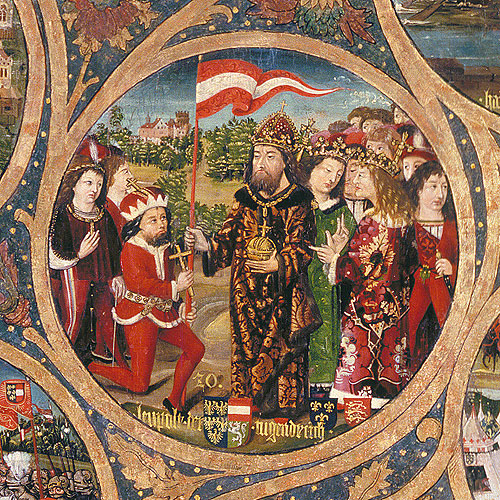 Emperor Henry VI granting a banner to Duke Leopold of Austria